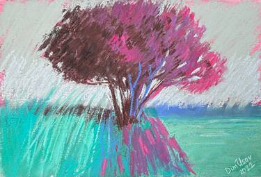 The Magenta Tree Original Pastel Painting 8x10 thumb