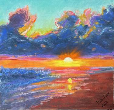 The bright sunset Pastel Painting 8.5x9 thumb