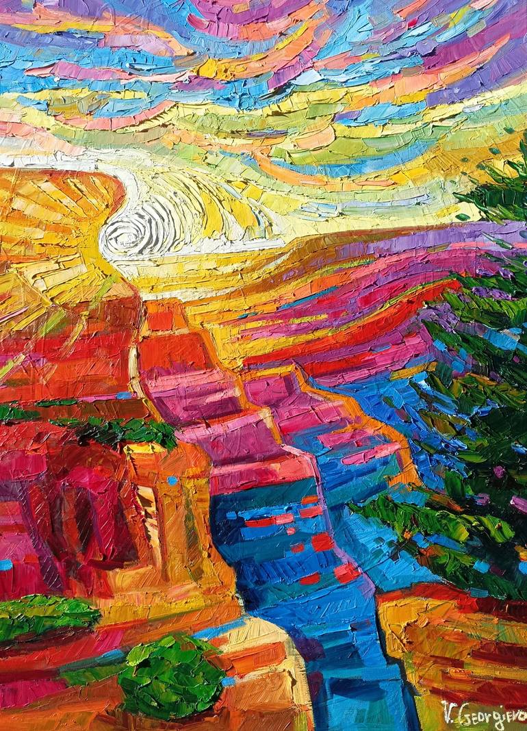 Original Nature Painting by Vanya Georgieva | Abstract Expressionism Art on Canvas | Grand Canyon sunset 3