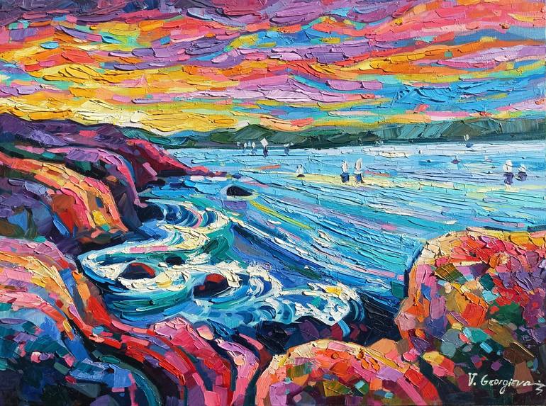 Print of Abstract Expressionism Seascape Paintings by Vanya Georgieva