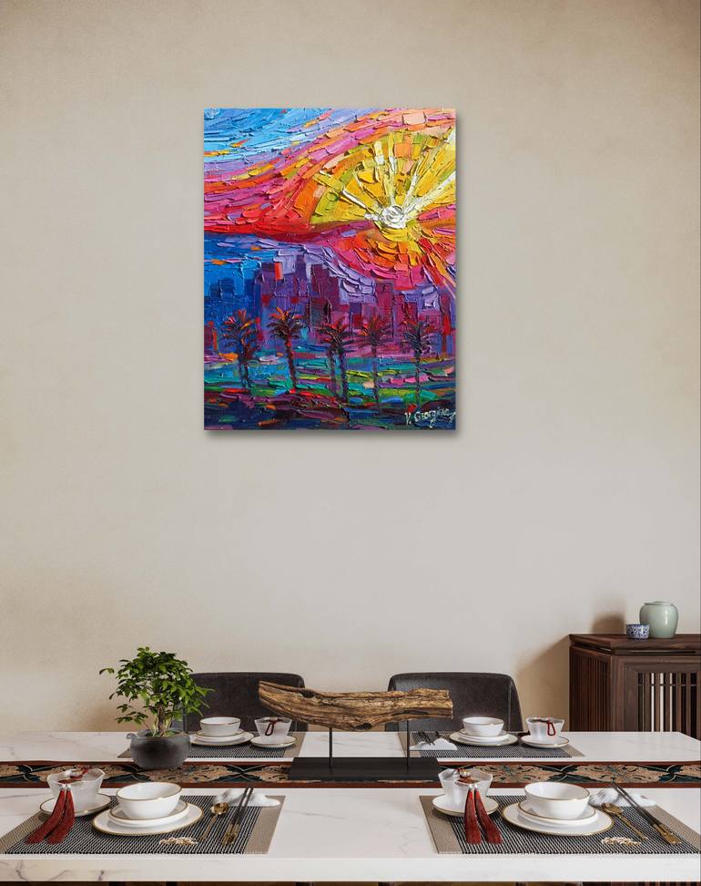 Original Abstract Expressionism Cities Painting by Vanya Georgieva
