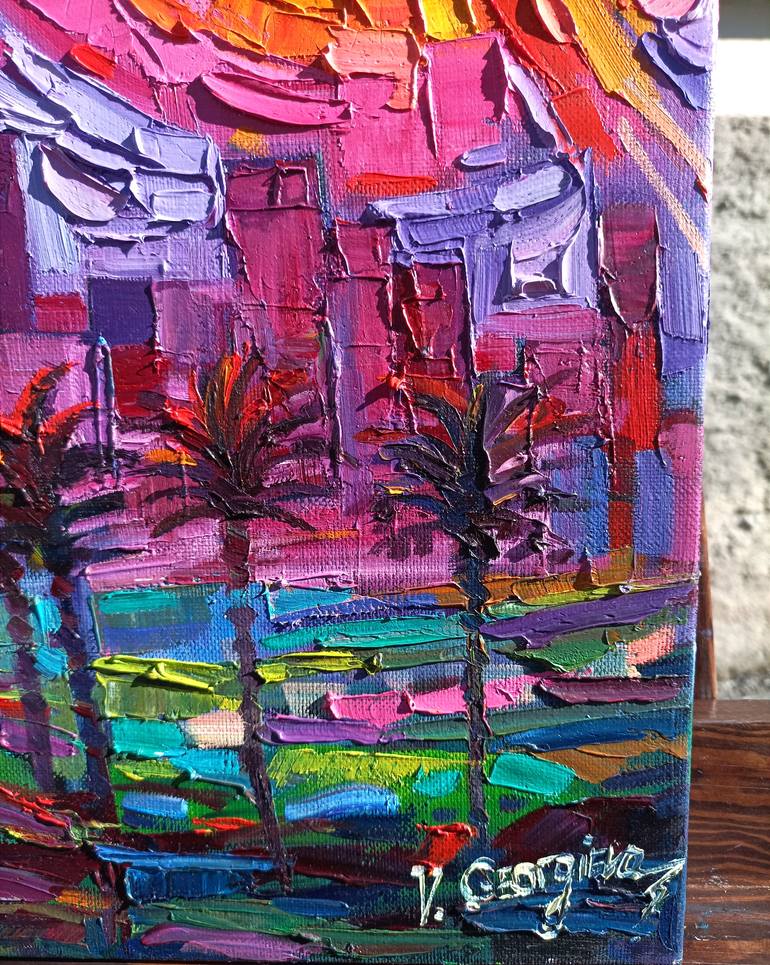 Original Abstract Expressionism Cities Painting by Vanya Georgieva