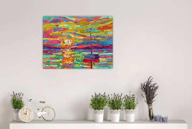 Original Abstract Expressionism Seascape Painting by Vanya Georgieva