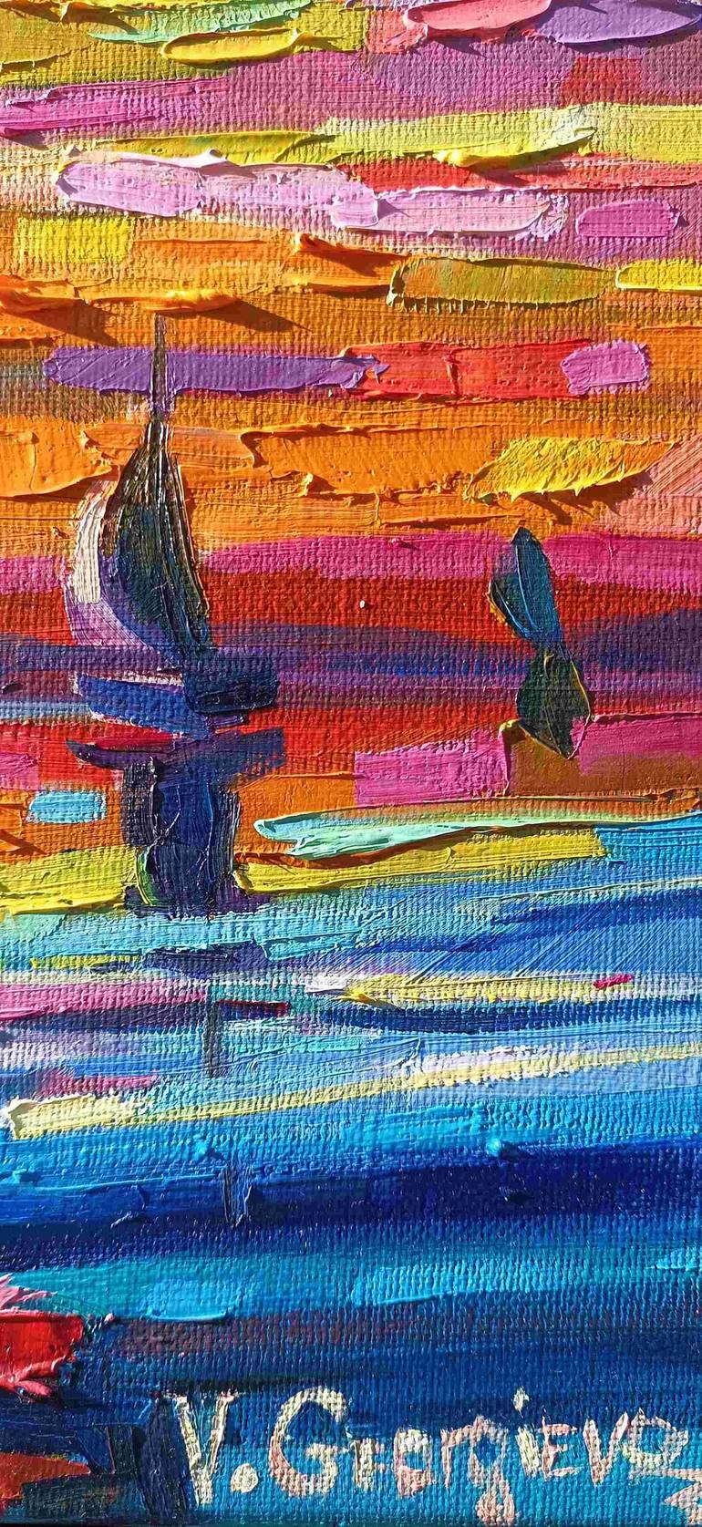 Original Abstract Expressionism Seascape Painting by Vanya Georgieva