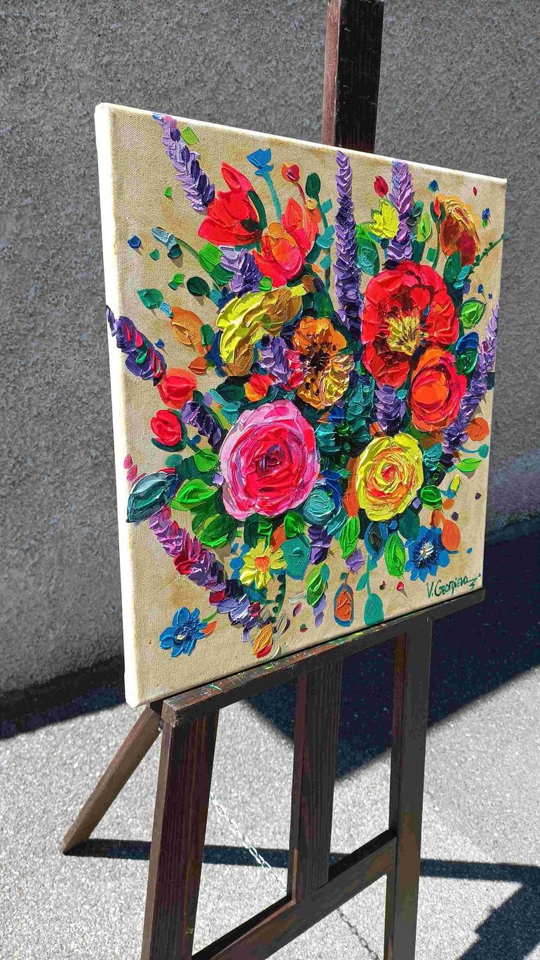 Original Abstract Expressionism Floral Painting by Vanya Georgieva