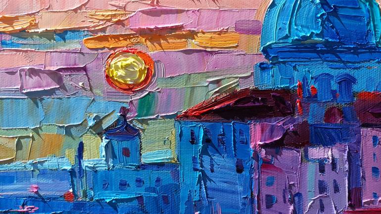 Original Abstract Expressionism Cities Painting by Vanya Georgieva