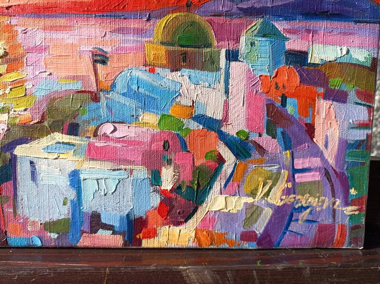 Original Abstract Expressionism Cities Painting by Vanya Georgieva
