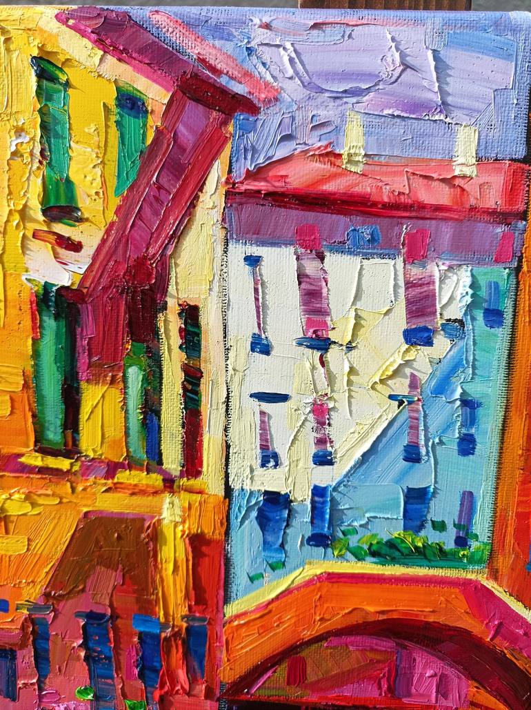 Original Abstract Expressionism Architecture Painting by Vanya Georgieva
