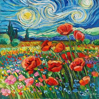 Original Abstract Expressionism Floral Painting by Vanya Georgieva