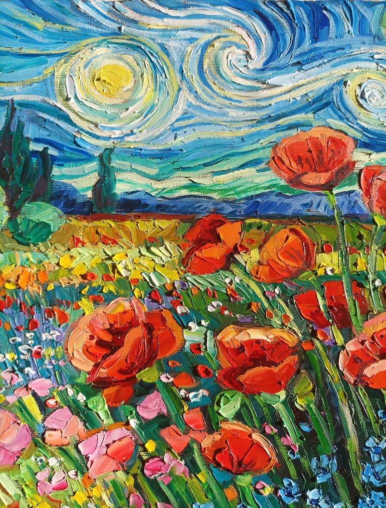 Original Abstract Expressionism Floral Painting by Vanya Georgieva