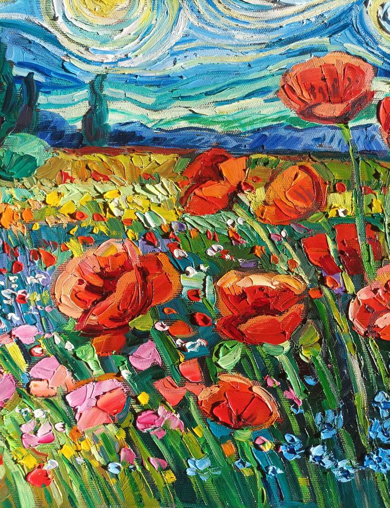 Original Abstract Expressionism Floral Painting by Vanya Georgieva