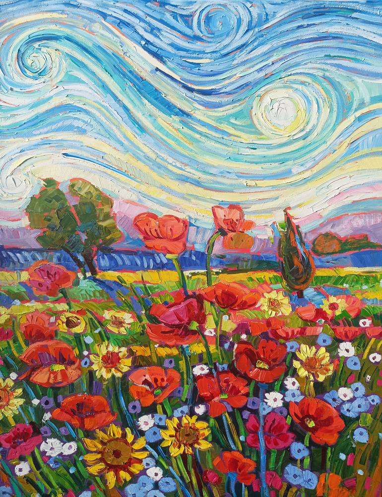 Original Abstract Expressionism Landscape Painting by Vanya Georgieva