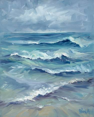 Original Abstract Seascape Paintings by Adrienn Pécsek