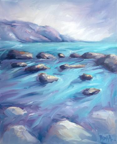 Original Abstract Seascape Paintings by Adrienn Pécsek
