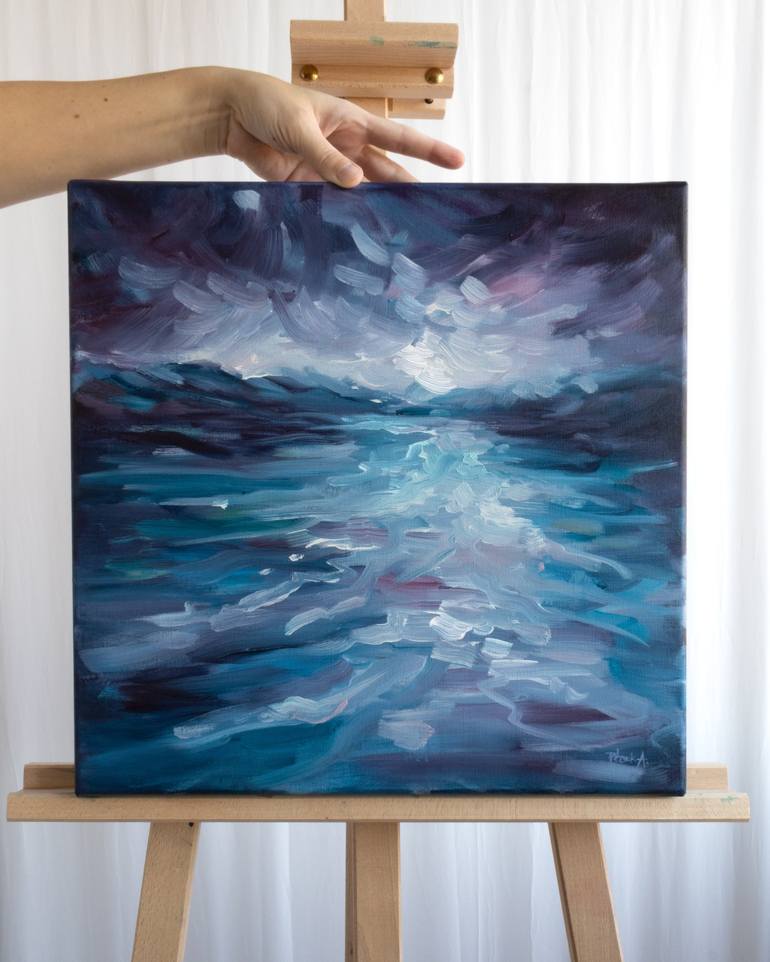 Original Abstract Seascape Painting by Adrienn Pécsek