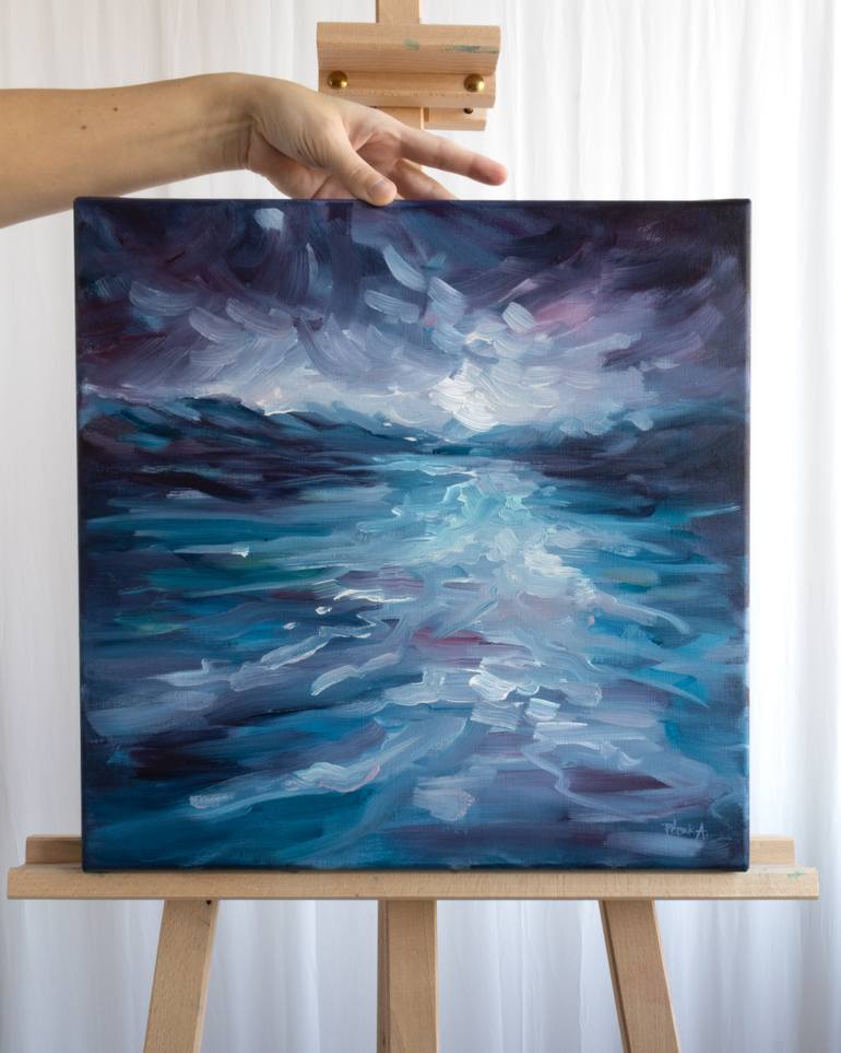 Original Abstract Seascape Painting by Adrienn Pécsek