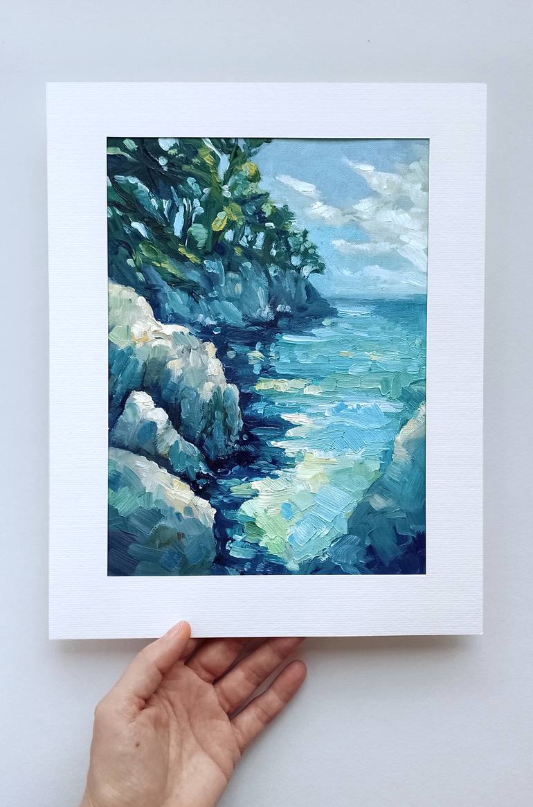 Original Abstract Seascape Painting by Adrienn Pécsek