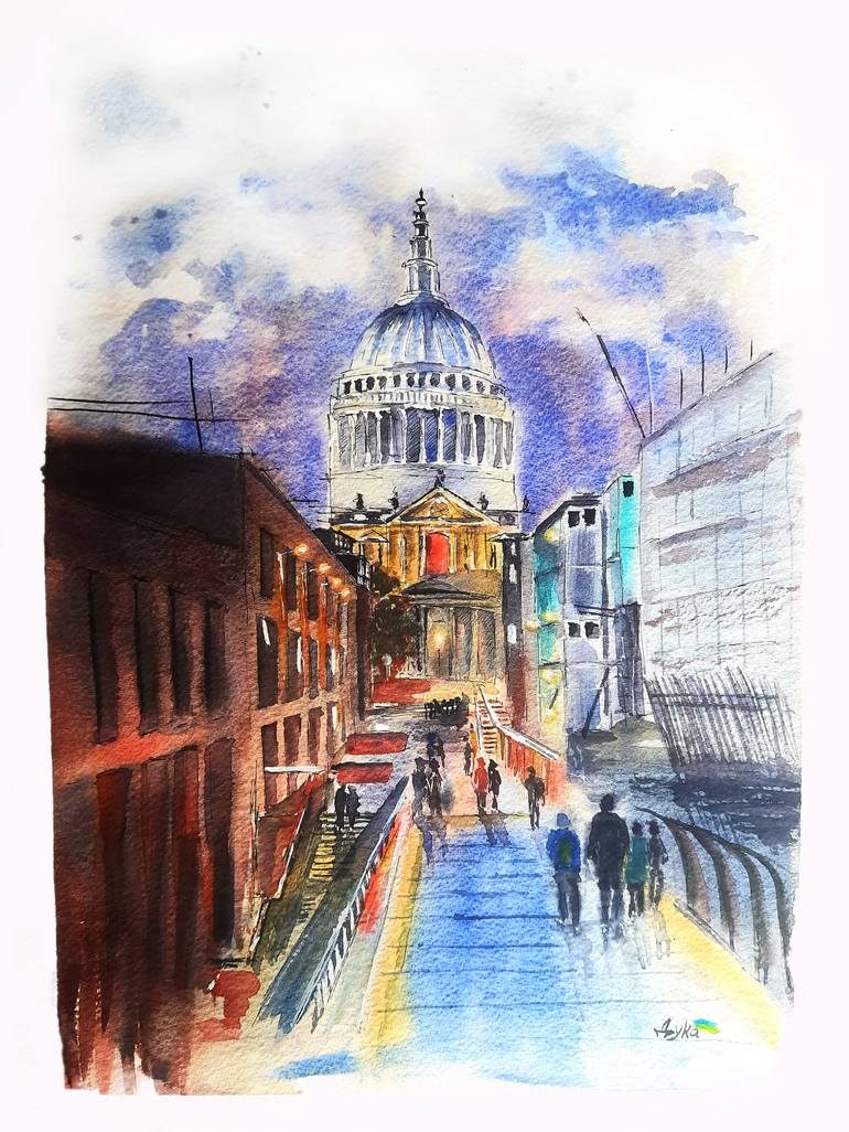 Original Realism Cities Painting by Yevheniya Duka