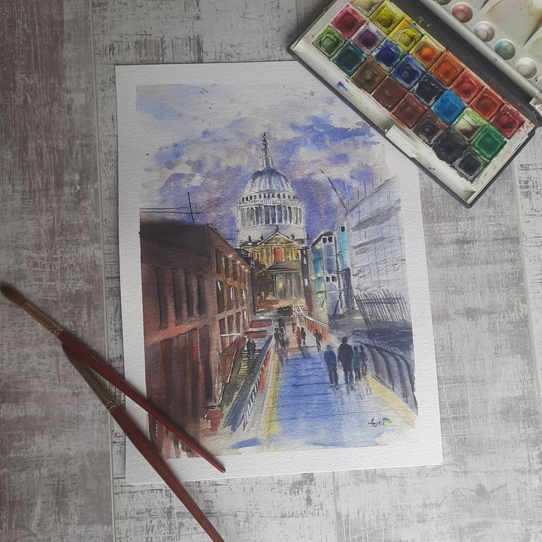 Original Realism Cities Painting by Yevheniya Duka