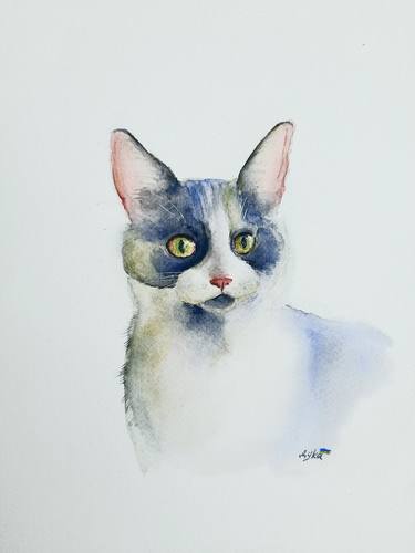 Original Contemporary Cats Paintings by Yevheniya Duka