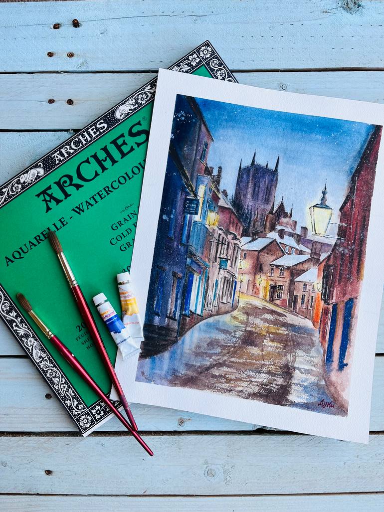 Original Expressionism Cities Painting by Yevheniya Duka