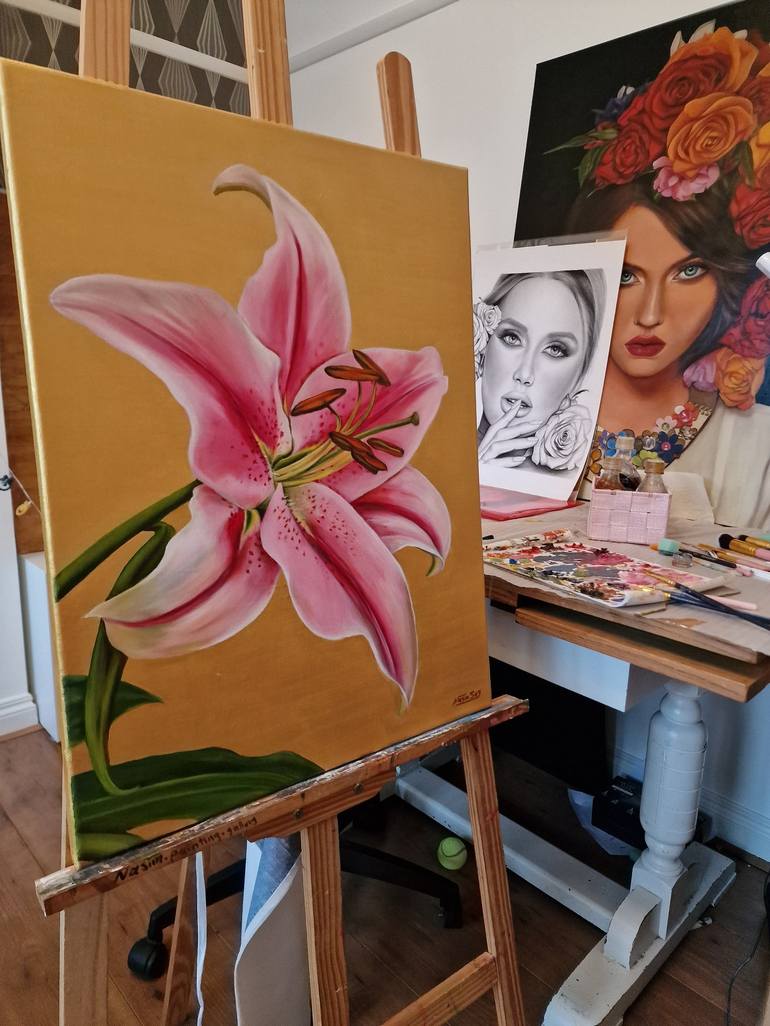Original Realism Floral Painting by Nasim Seyedipour