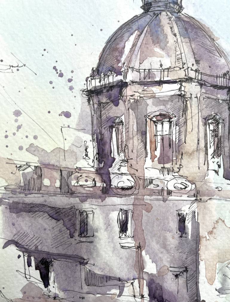 Original Fine Art Architecture Painting by Darya Turchaniak