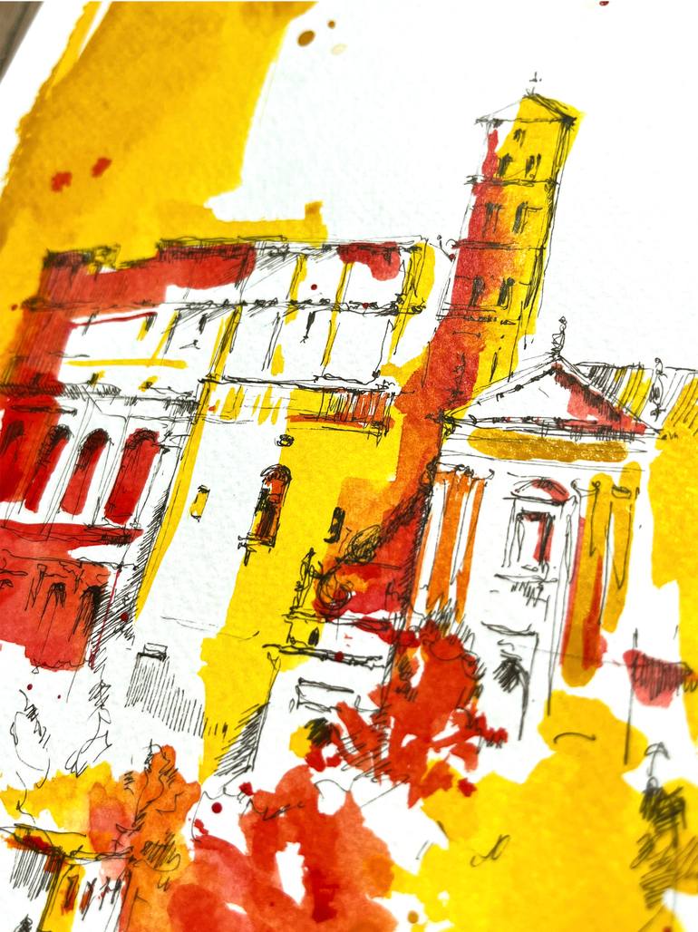 Original Figurative Cities Painting by Darya Turchaniak