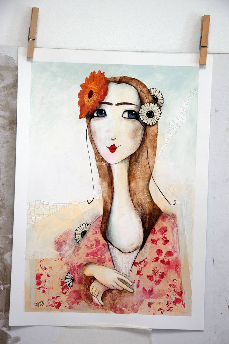 Original Art Deco Women Mixed Media by Armandine Js