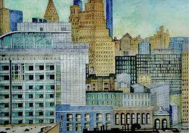 Original Realism Cities Drawing by Gary Trente