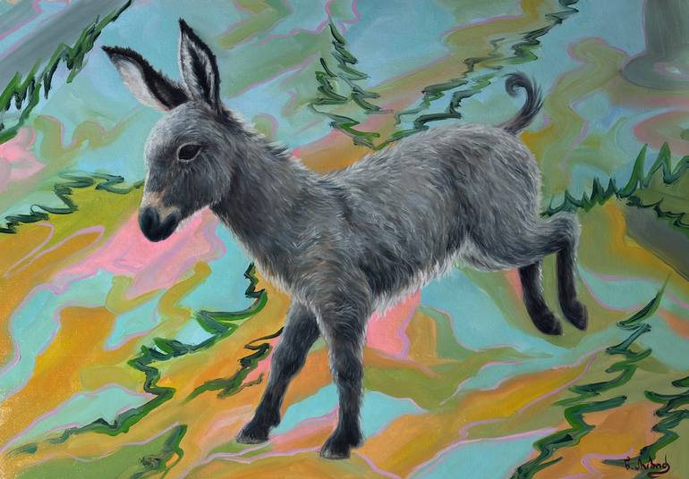 Original Animal Painting by Niko Arabidze | Abstract Art on Canvas | The Little Donkey