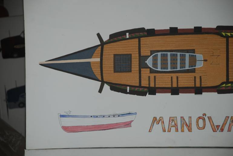 Original Illustration Boat Painting by Ernie Boyette