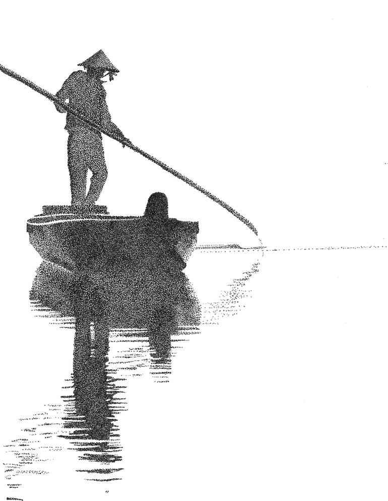 Original Boat Drawing by Iuliana Iavorschi