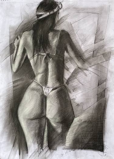 Original Figurative Erotic Drawing by Daniel Grimaldi