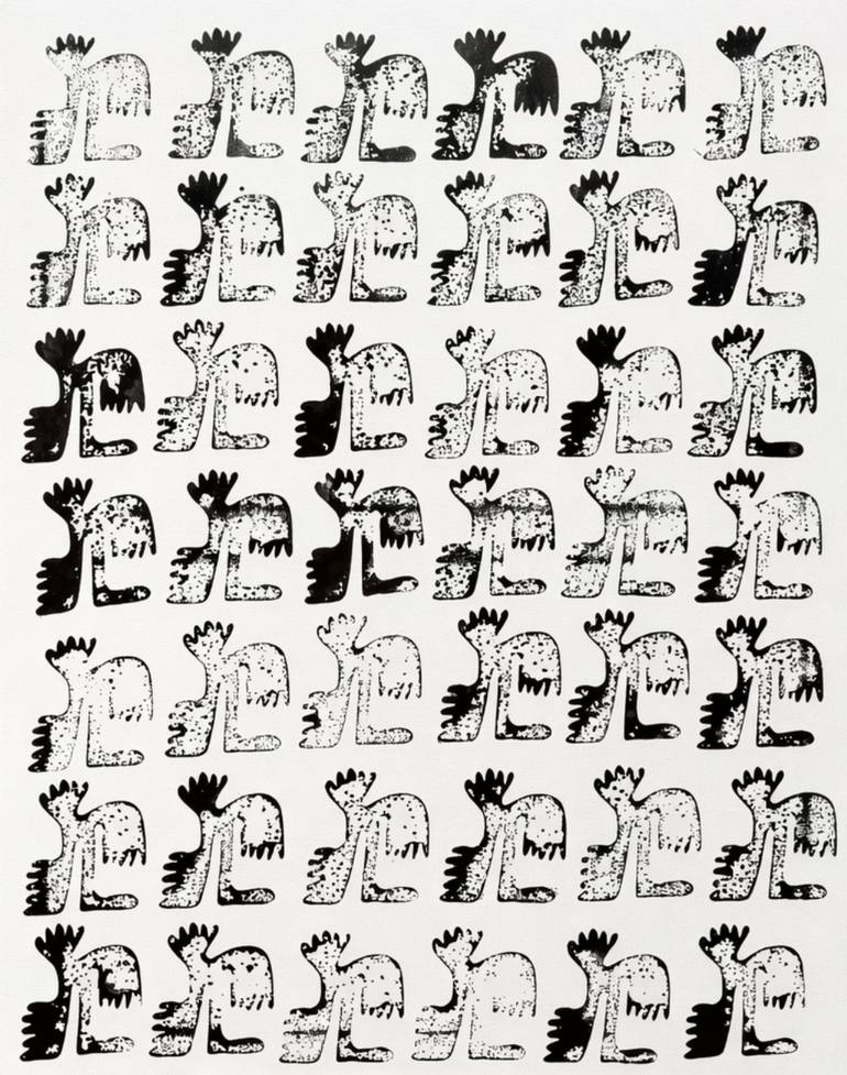 Original Abstract Printmaking by Eleanor Gregory  Abstract Art on Canvas  Monsters