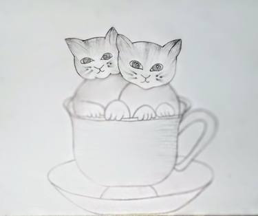 Print of Art Deco Cats Drawings by Bilal Ahmed