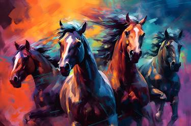 Original Impressionism Horse Paintings by Anoop CB