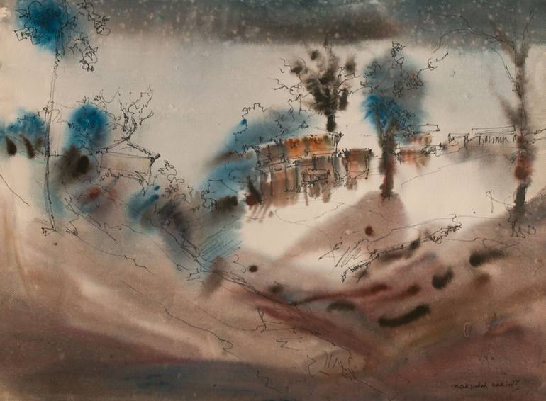 Original Nature Painting by Maksudul Hakim  Impressionism Art on Paper  After Rain