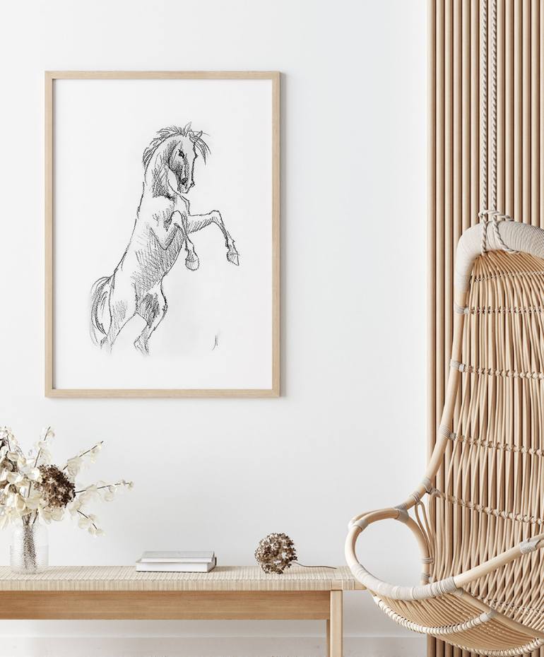 Original Realism Horse Drawing by Natalia Mikhaylina
