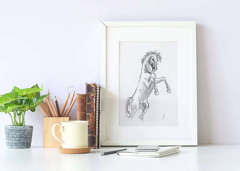 Original Realism Horse Drawing by Natalia Mikhaylina