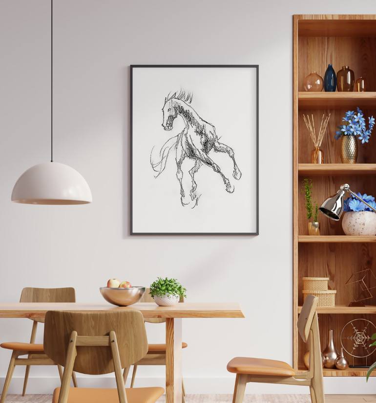 Original Impressionism Horse Drawing by Natalia Mikhaylina
