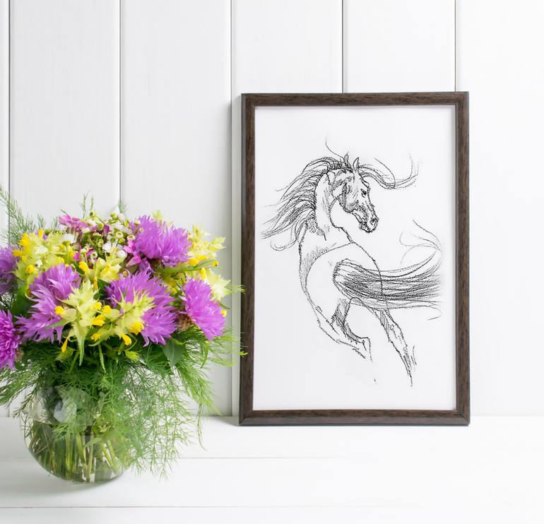 Original Contemporary Horse Drawing by Natalia Mikhaylina