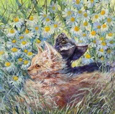 Print of Cats Paintings by Natalia Mikhaylina