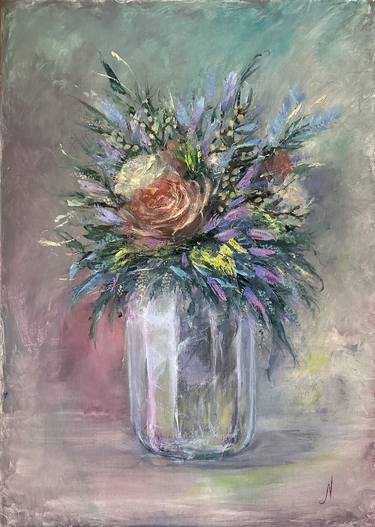 Original Abstract Floral Painting by Natalia Mikhaylina