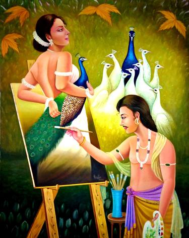 Original Fine Art Women Paintings by Pawan Kumar tank