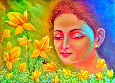 Original Fine Art Women Paintings by Pawan Kumar tank