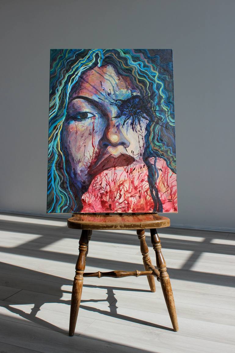 Original Abstract Portrait Painting by Nata Gallo