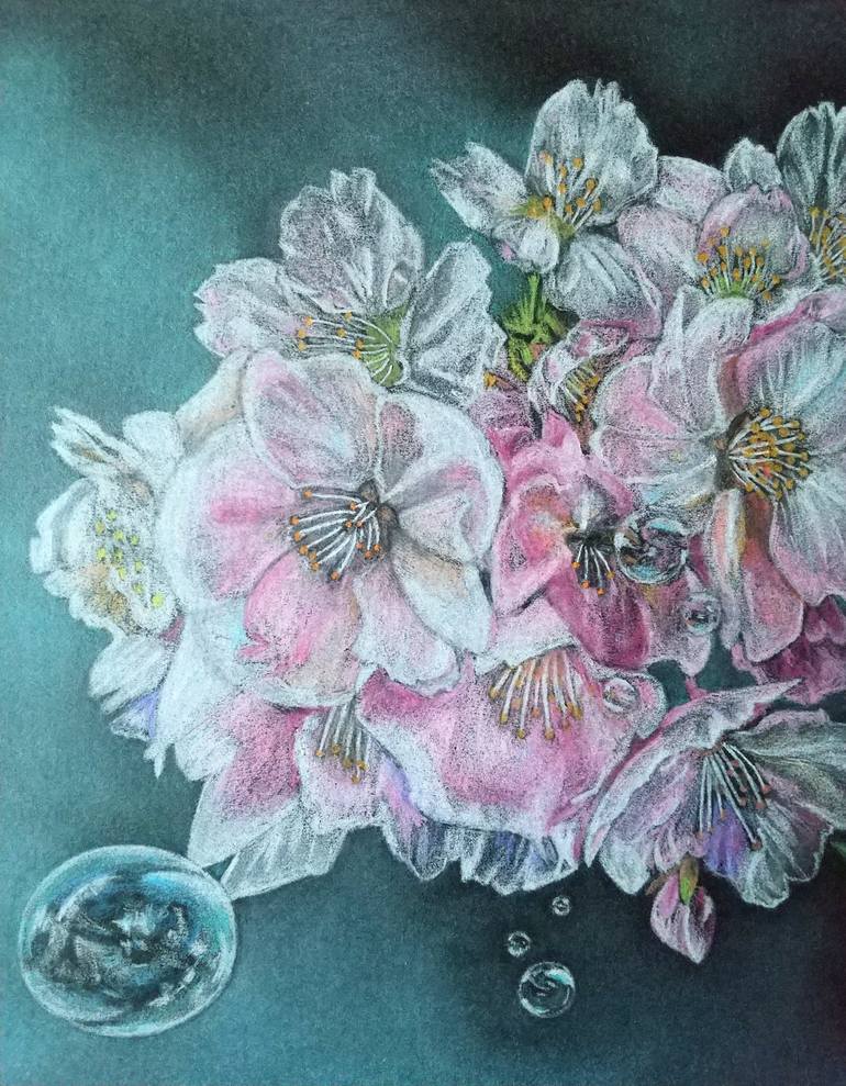 Original Art Deco Floral Drawing by Nataliya Fateeva