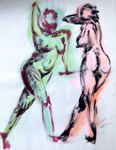 Print of Abstract Nude Paintings by Virinpon Arunwiram