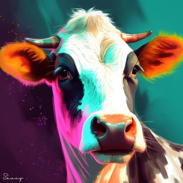 Print of Abstract Cows Digital by Savvy Rick Brown